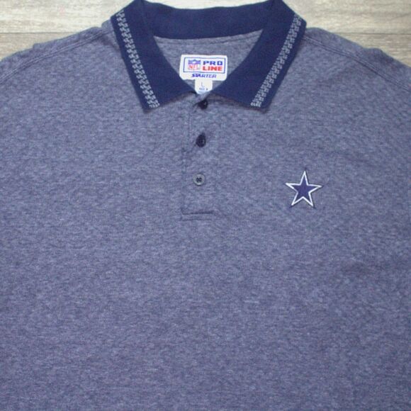 Vtg Pro Line Starter Cowboys Shirt Men's L Short Sleeve 3 Button Up Polo NFL - Picture 1 of 6